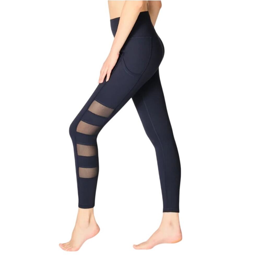 X by Gottex High Waist Black Mesh Panel Leggings Pockets Yoga Athleisure | S